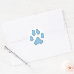 Dog Paw Print Animal Themed (Blue) Classic Round Sticker