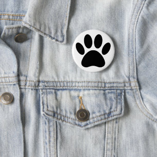 Dog Paw Print Art Black and White 2 Inch Round Button