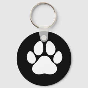 Dog Paw Print Black and White Keychain 