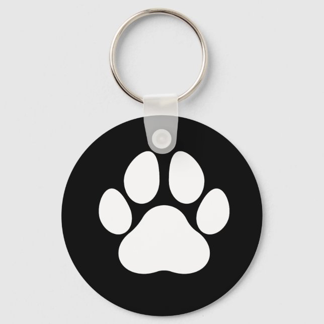 Dog Paw Print Black and White Keychain  (Front)