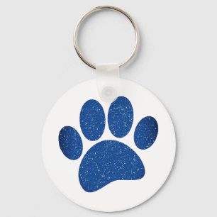 Dog Paw Print Cartoon Old Paper Print Keychain