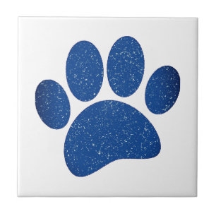 Dog Paw Print Cartoon Old Paper Print Tile
