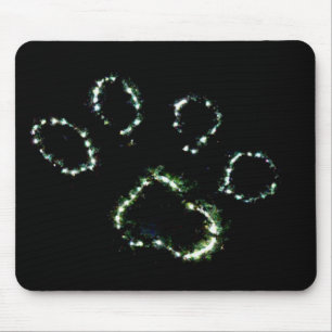 Dog Paw Print Christmas lights mouse pad art