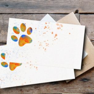 dog paw print colourful watercolor splatter design business card