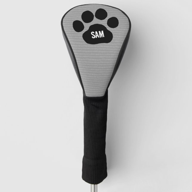 Dog Paw Print Custom Name Initials Golf Head Cover (Front)