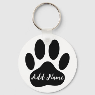 Dog Paw Print Custom Name Keychain