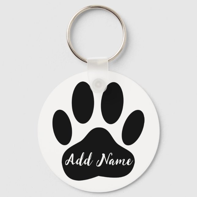 Dog Paw Print Custom Name Keychain (Front)