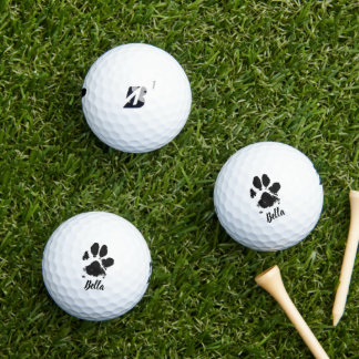 Dog Paw Print Custom Name Signature  Golf Balls