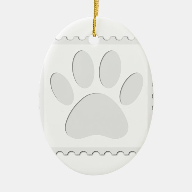 Dog Paw Print Cut Out Ceramic Ornament (Front)