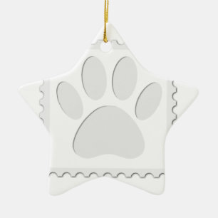 Dog Paw Print Cut Out Ceramic Ornament