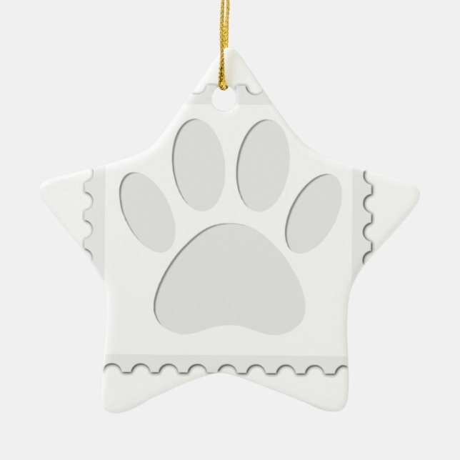Dog Paw Print Cut Out Ceramic Ornament (Front)