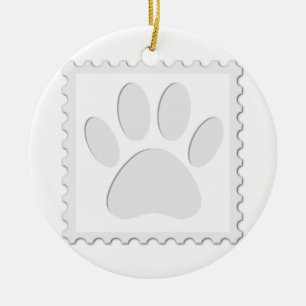 Dog Paw Print Cut Out Ceramic Ornament