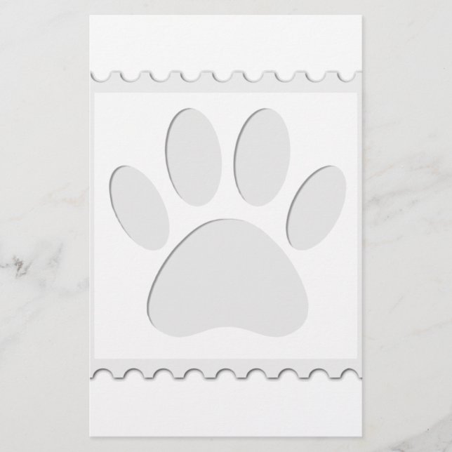 Dog Paw Print Cut Out Stationery (Front)