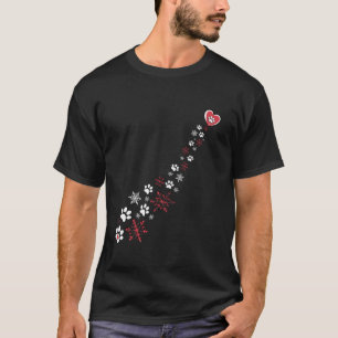 Dog Paw Print Design Hearts and Rustic Snowflakes T-Shirt