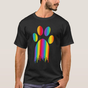 Dog Paw Print dog and cat lover Rainbow Paw Pride T-Shirt