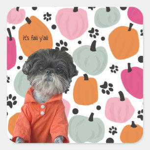 Dog Paw Print Fall Add Your Own Custom Pumpkin Square Sticker