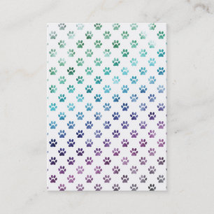 Dog Paw Print Green Blue Purple Rainbow White Business Card