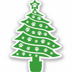 Dog Paw Print Green Christmas Tree