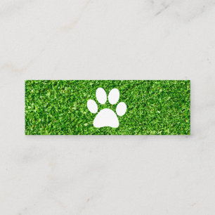Dog Paw Print   Green Grass Background Mini Business Card