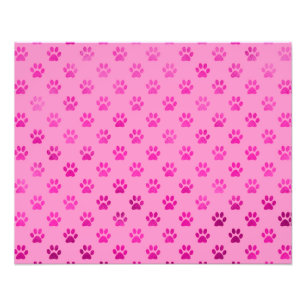 Dog Paw Print “Hot Pink” Pink Background Metal