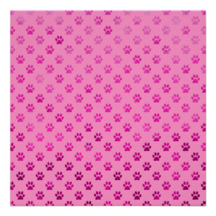 Dog Paw Print “Hot Pink” Pink Background Metal