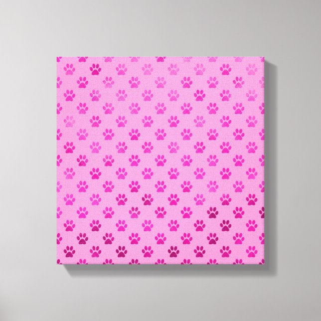Dog Paw Print “Hot Pink” Pink Background Metallic (Front)