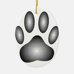 Dog Paw Print In Black and White Gradients Ceramic Ornament