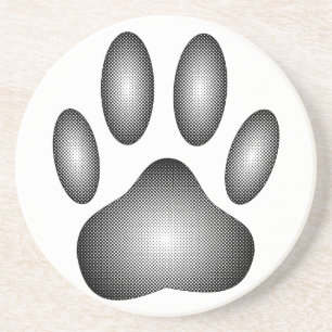 Dog Paw Print In Black and White Gradients Coaster