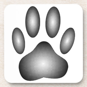 Dog Paw Print In Black and White Gradients Coaster