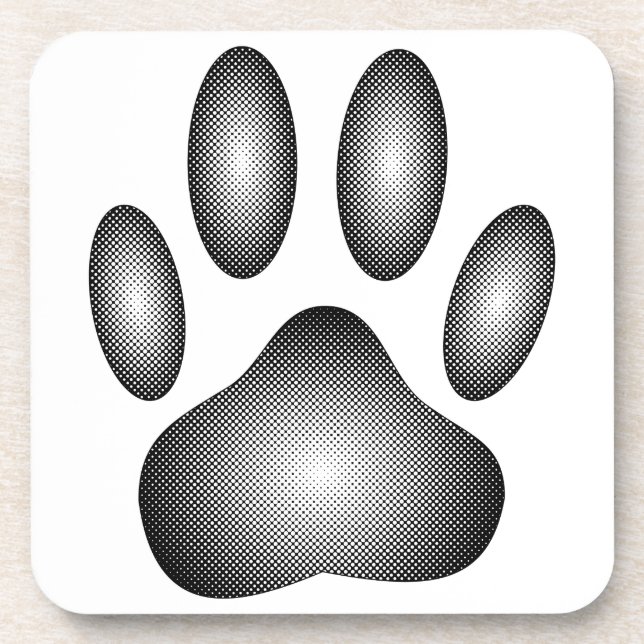 Dog Paw Print In Black and White Gradients Coaster (Front)