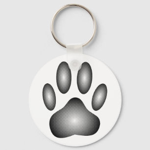 Dog Paw Print In Black and White Gradients Keychain