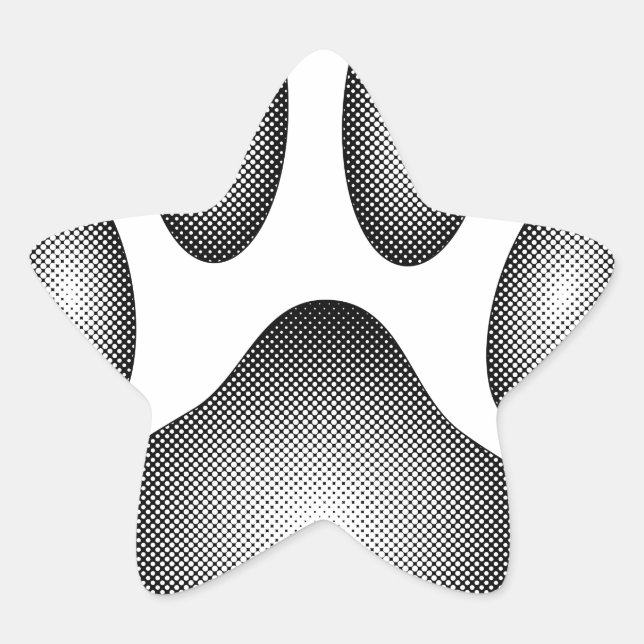 Dog Paw Print In Black and White Gradients Star Sticker (Front)