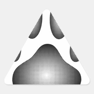 Dog Paw Print In Black and White Gradients Triangle Sticker