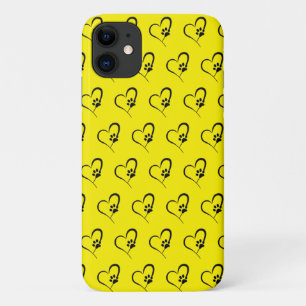 Dog paw print in black heart Case-Mate iPhone case