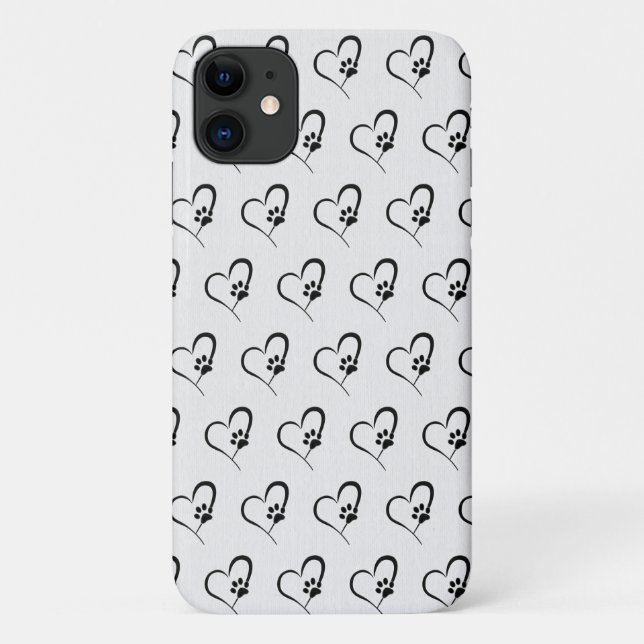 Dog paw print in black heart Case-Mate iPhone case (Back)