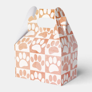 Dog Paw Print In Squares Vintage Pattern Custom Favor Box