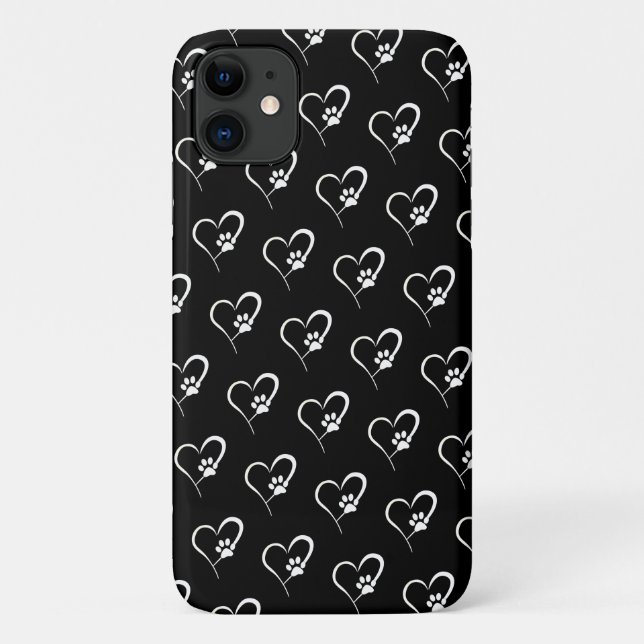Dog paw print in white heart Case-Mate iPhone case (Back)