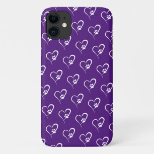 Dog paw print in white heart iPhone 11 case