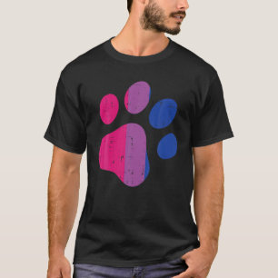 Dog Paw Print LGBTQ Bisexual Flag Gay Pride Bi Dog T-Shirt