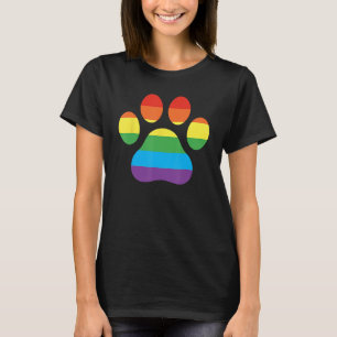 Dog Paw Print LGBTQ Rainbow Flag Gay Pride Ally Do T-Shirt