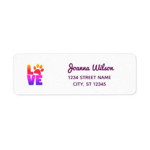 Dog Paw Print Love Rainbow Modern Return Address