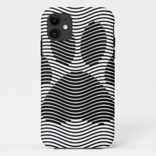 Dog Paw Print On Black And White Waves iPhone 11 Case
