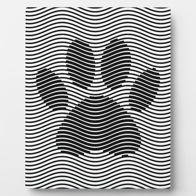 Dog Paw Print On Black And White Waves Plaque (Front)