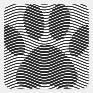 Dog Paw Print On Black And White Waves Square Sticker