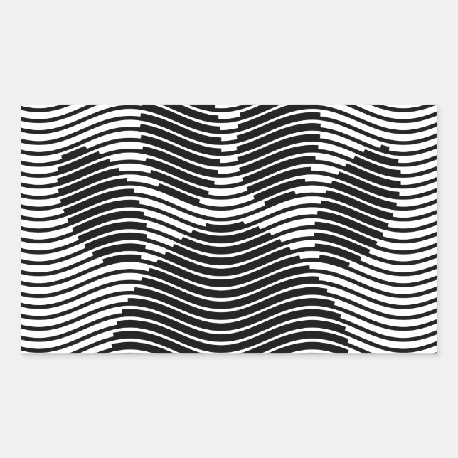 Dog Paw Print On Black And White Waves Sticker (Front)