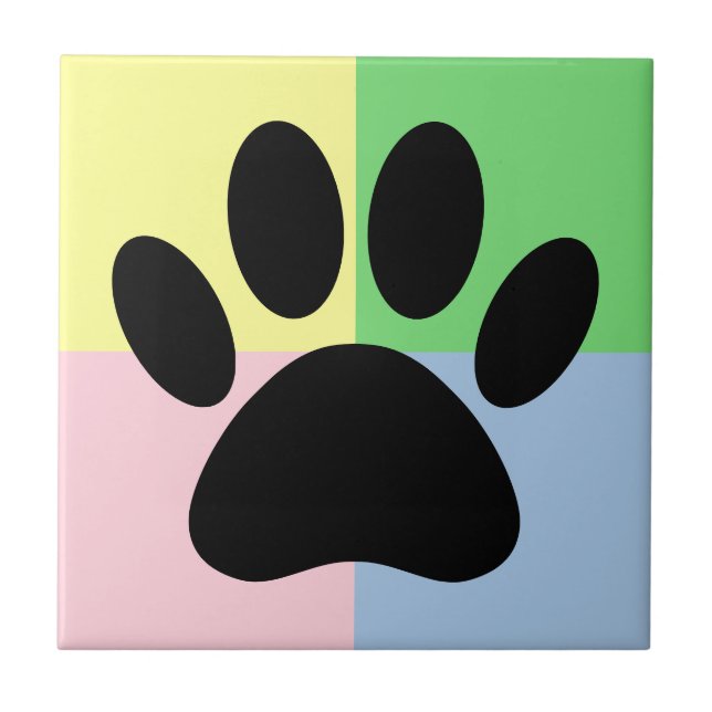 Dog Paw Print Pastel Colours Custom Tile (Front)