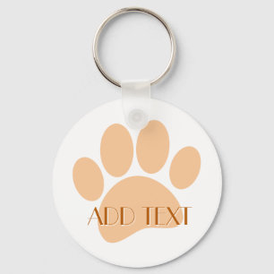 Dog Paw Print Pastel Orange Typography Keychain