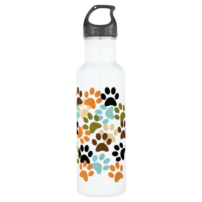 Dog paw print pattern 710 ml water bottle (Front)