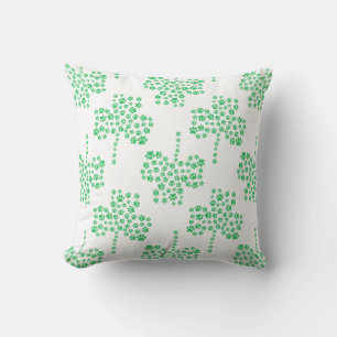 Dog Paw Print Pattern Shamrock Drawing Throw Pillow