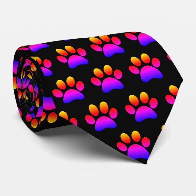 Dog Paw Print Pattern  Tie (Rolled)